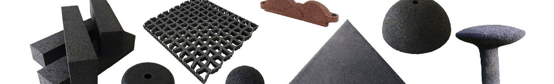 Rubber rolls, rubber grass fall mat, garden edges, triangular rubber tiles, rubber blocks, rubber hemispheres