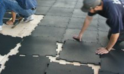 Puzzle rubber tile installation DIY